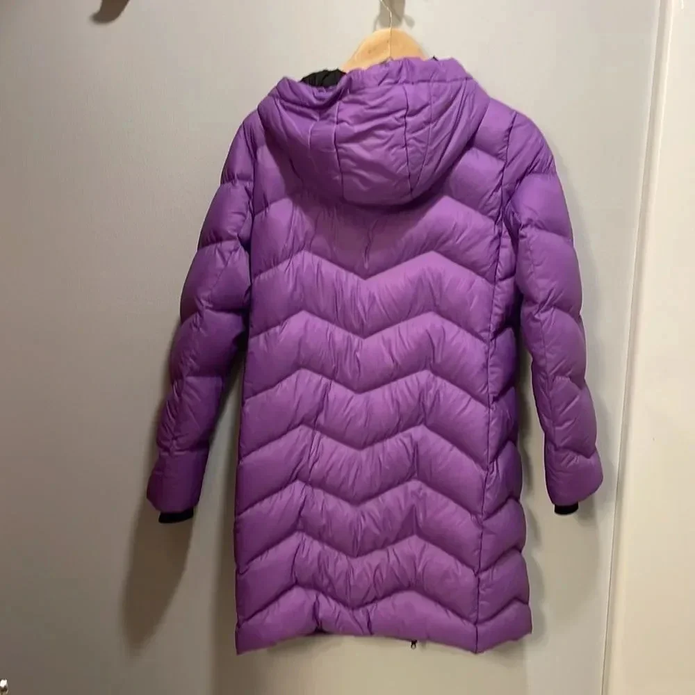 Orolay woman’s bright purple puffer trench jacket
